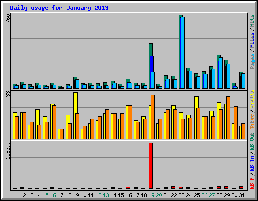 Daily usage for January 2013
